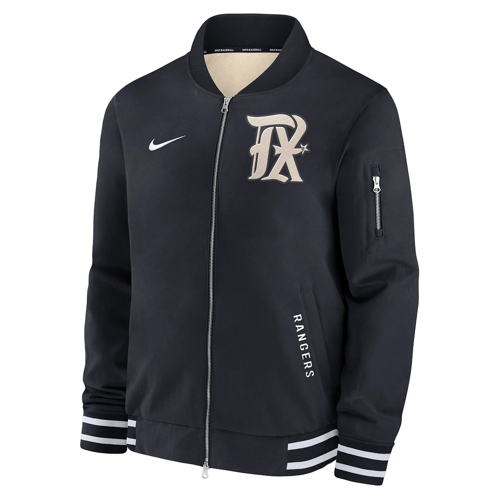 Texas Rangers Authentic Collection City Connect Men's Nike MLB Full-Zip Bomber Jacket