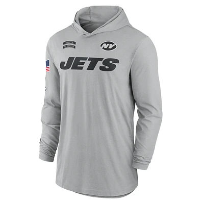 New York Jets Salute to Service Edge Mascot Lockup Men’s Nike Dri-FIT NFL Long-Sleeve Hooded Top