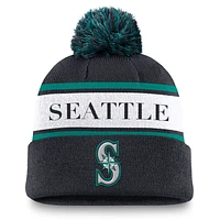 Seattle Mariners Team Stripe Peak Men's Nike MLB Cuffed Pom Beanie