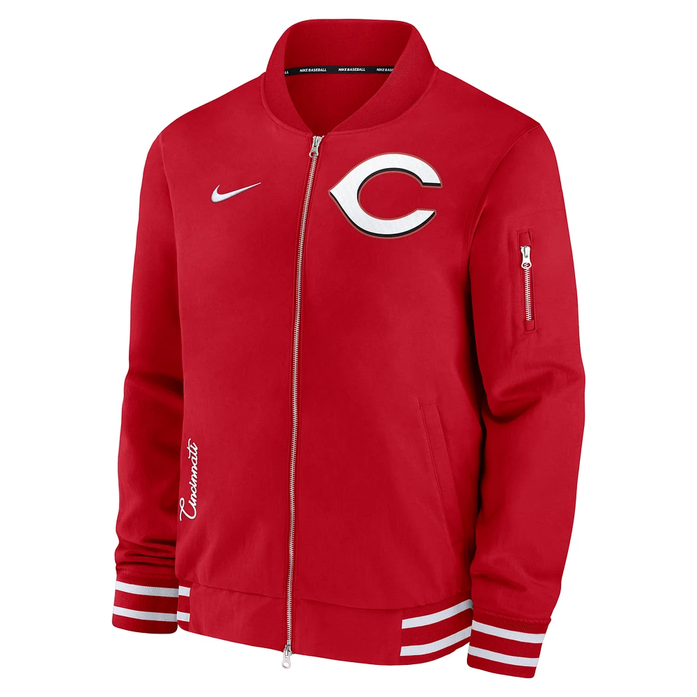 Cincinnati Reds Authentic Collection Men's Nike MLB Full-Zip Bomber Jacket