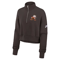 Cleveland Browns Rewind Phoenix Women's Nike NFL Cropped 1/4-Zip Crew