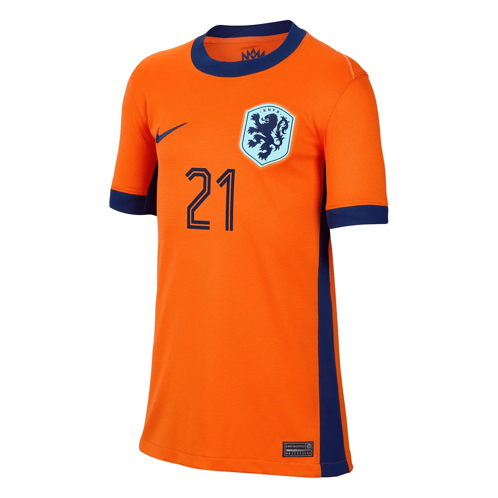 Frenkie de Jong Netherlands National Team 2024 Stadium Home Big Kids' Nike Dri-FIT Soccer Jersey