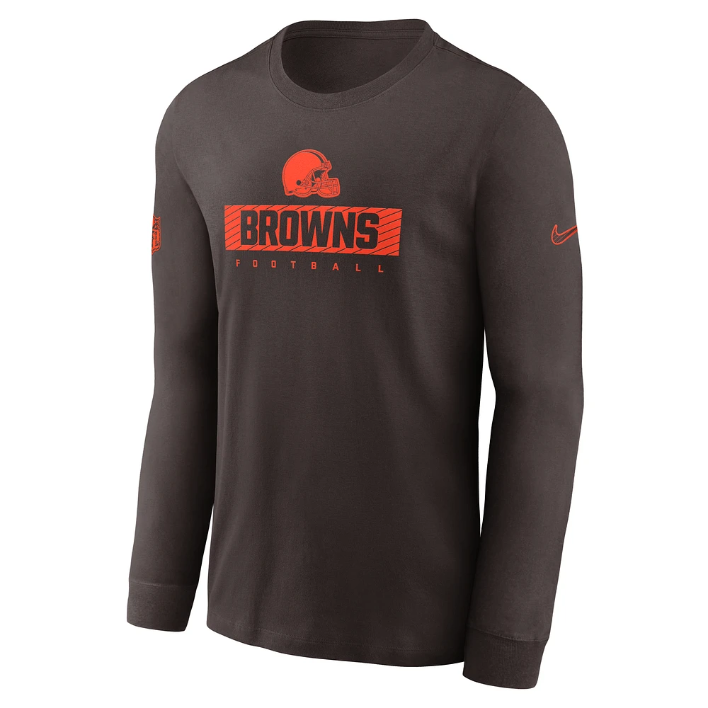 Cleveland Browns Sideline Team Issue Men's Nike Dri-FIT NFL Long-Sleeve T-Shirt