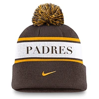 San Diego Padres Team Stripe Peak Men's Nike MLB Cuffed Pom Beanie