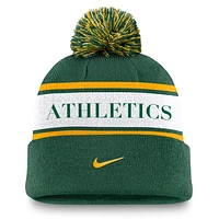 Oakland Athletics Team Stripe Peak Men's Nike MLB Cuffed Pom Beanie