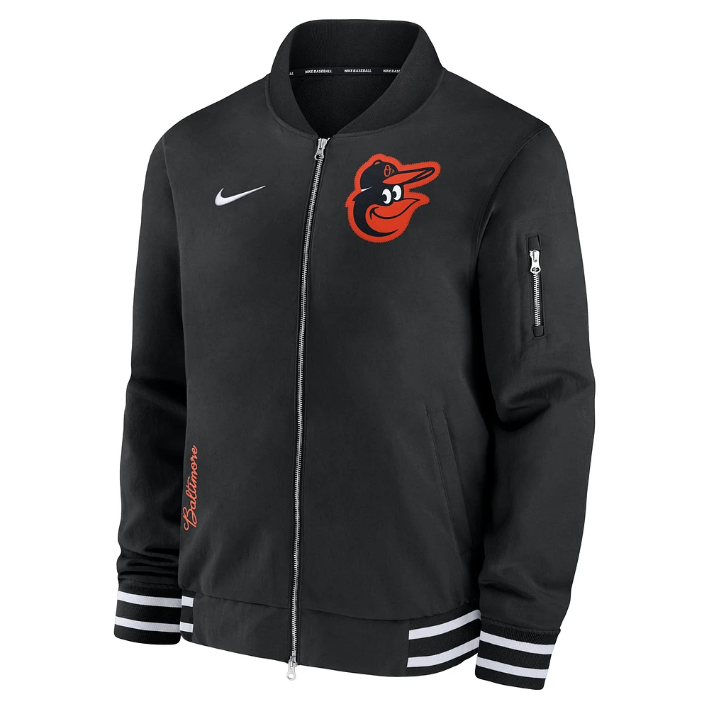 Baltimore Orioles Authentic Collection Men's Nike MLB Full-Zip Bomber Jacket