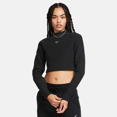 Nike Sportswear Phoenix Plush Women's Slim Mock-Neck Long-Sleeve Cropped Cozy Fleece Top