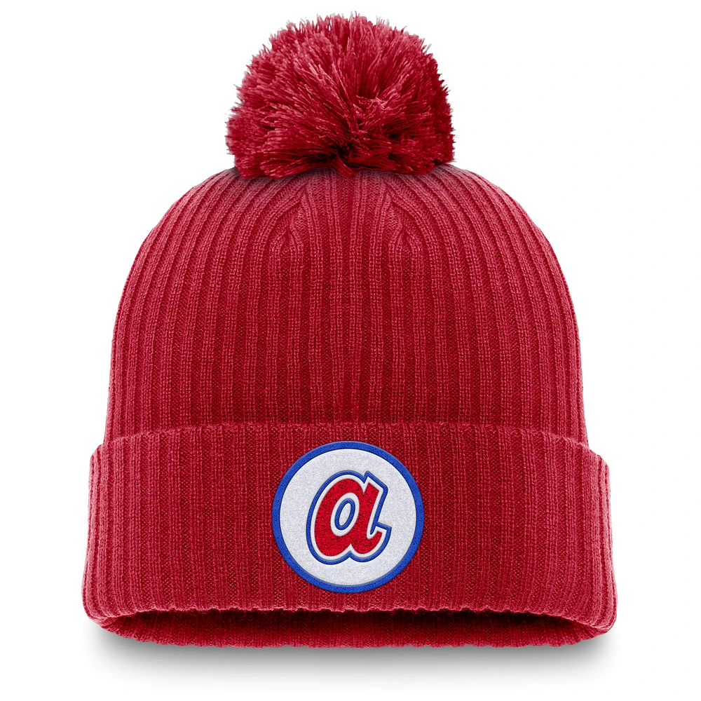 Atlanta Braves Cooperstown Peak Men's Nike MLB Cuffed Pom Beanie