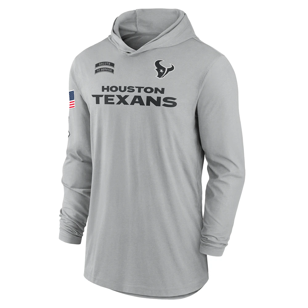 Houston Texans Salute to Service Edge Mascot Lockup Men’s Nike Dri-FIT NFL Long-Sleeve Hooded Top