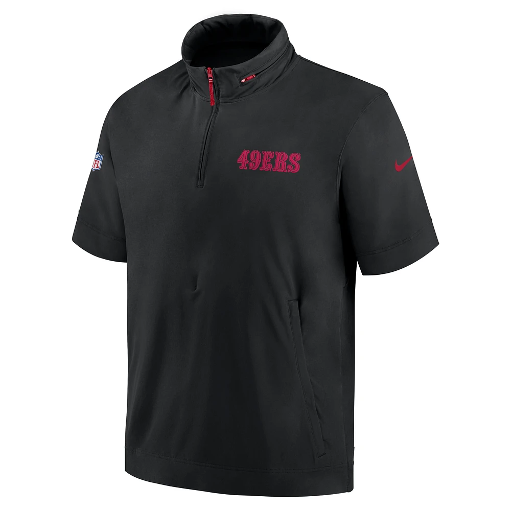 San Francisco 49ers Sideline Coach Men's Nike NFL 1/2-Zip Short-Sleeve Hooded Jacket