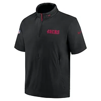 San Francisco 49ers Sideline Coach Men's Nike NFL 1/2-Zip Short-Sleeve Hooded Jacket