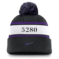 Colorado Rockies Team Stripe Peak Men's Nike MLB Cuffed Pom Beanie