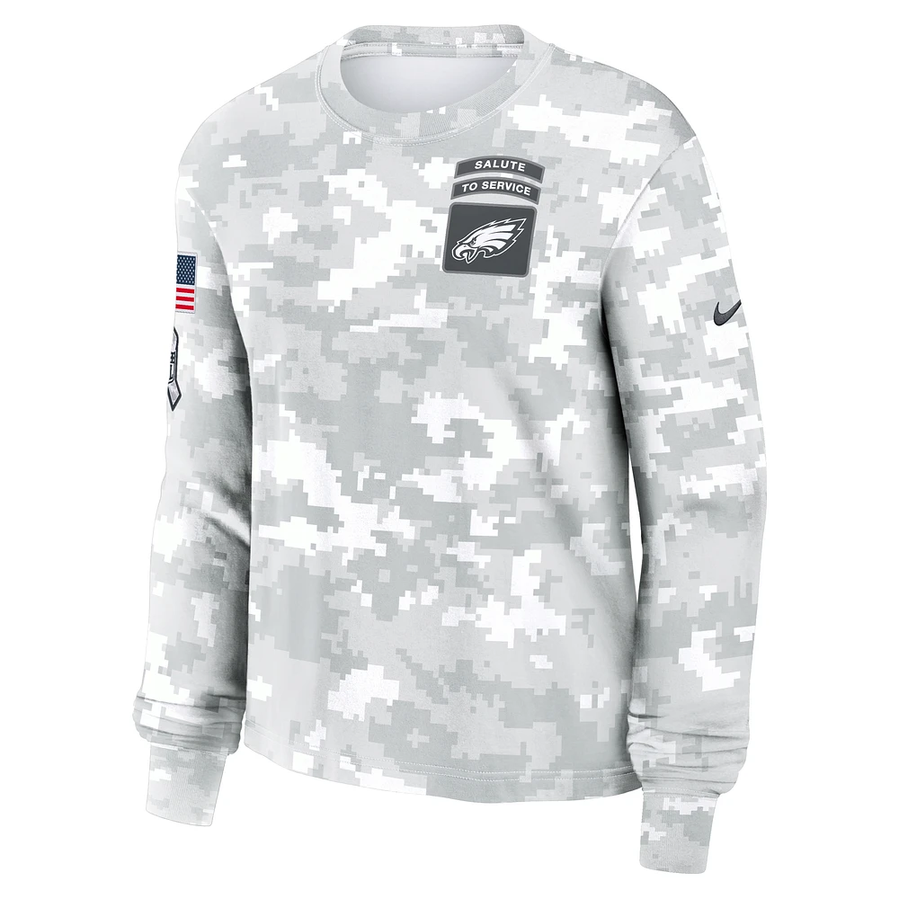 Philadelphia Eagles Salute to Service Edge Lockup Women's Nike Dri-FIT NFL Long-Sleeve T-Shirt