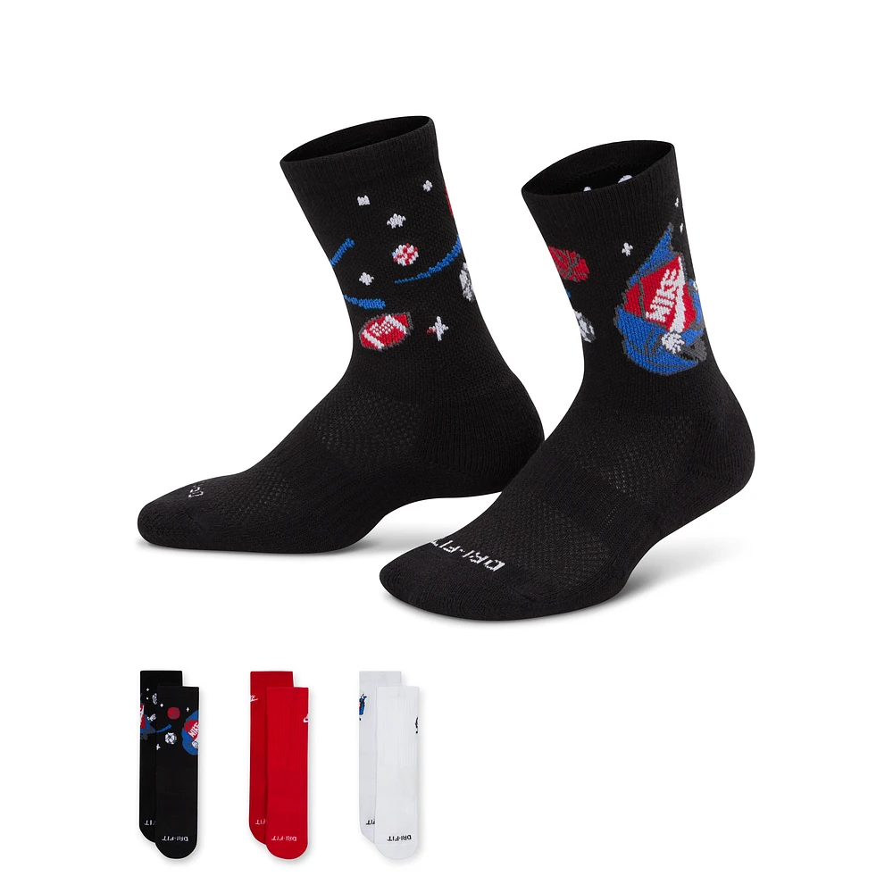 Nike Dri-FIT Little Kids' Boxy Crew Socks (3 Pairs)