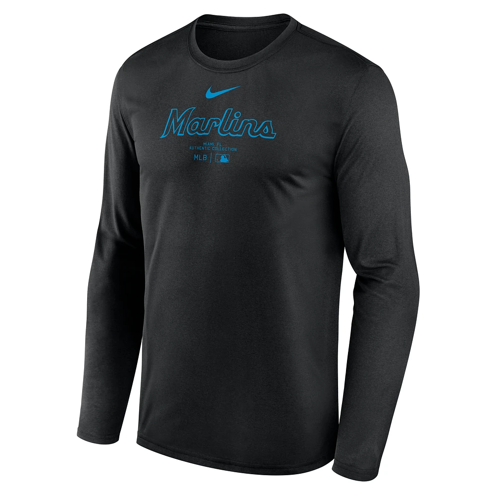 Miami Marlins Authentic Collection Practice Men's Nike Dri-FIT MLB Long-Sleeve T-Shirt