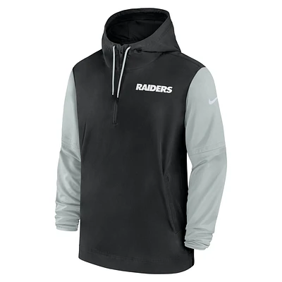 Las Vegas Raiders Sideline Pre-Game Player Men's Nike NFL 1/2-Zip Hooded Jacket