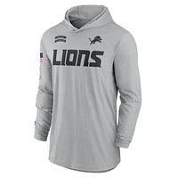 Detroit Lions Salute to Service Edge Mascot Lockup Men’s Nike Dri-FIT NFL Long-Sleeve Hooded Top