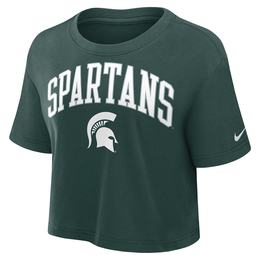 Michigan State Athletic Prep Arch Women's Nike Dri-FIT College Cropped T-Shirt