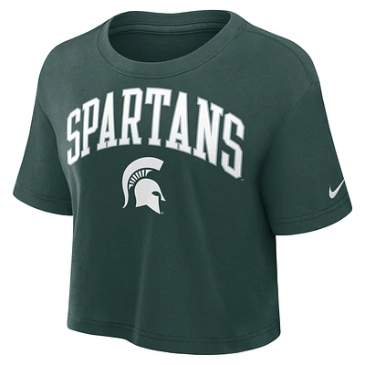 Michigan State Athletic Prep Arch Women's Nike Dri-FIT College Cropped T-Shirt