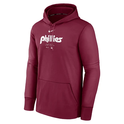 Philadelphia Phillies Authentic Collection Practice Men's Nike Therma MLB Pullover Hoodie