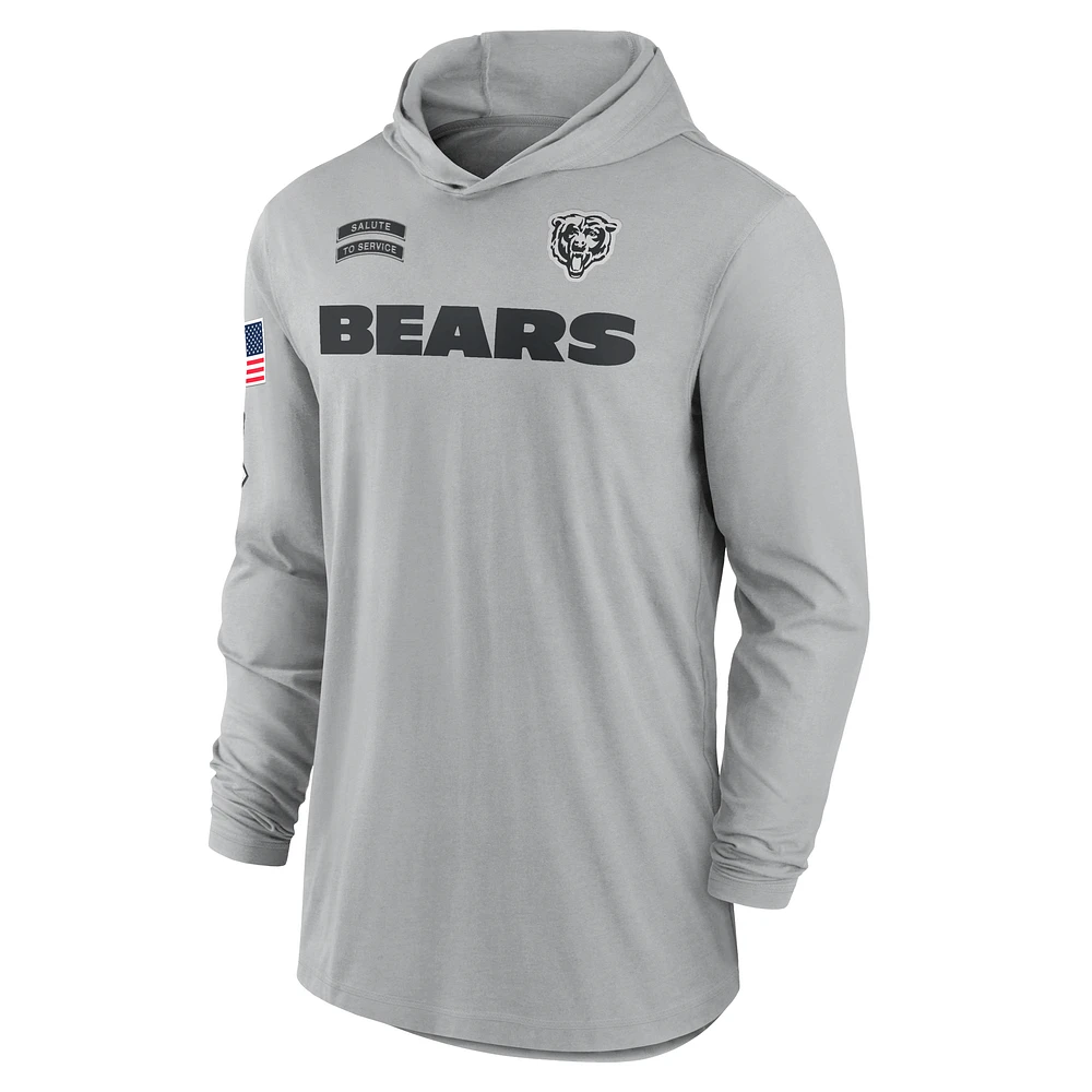 Chicago Bears Salute to Service Edge Mascot Lockup Men’s Nike Dri-FIT NFL Long-Sleeve Hooded Top