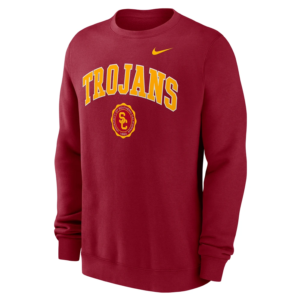 USC Trojans Arched Seal Men's Nike College Pullover Crew