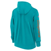 Miami Dolphins Sideline Team Issue Club Men's Nike Full Zip Hoodie