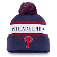 Philadelphia Phillies Team Stripe Peak Men's Nike MLB Cuffed Pom Beanie