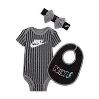 Nike Baby (0-9M) Swoosh Stripe 3-Piece Bodysuit Set