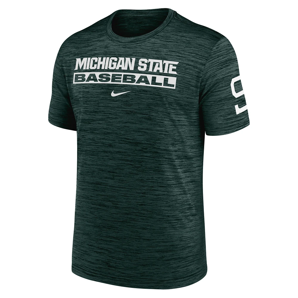 Michigan State Spartans Velocity Baseball Wordmark Stack Men's Nike Dri-FIT College T-Shirt