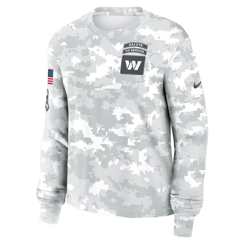 Washington Commanders Salute to Service Edge Lockup Women's Nike Dri-FIT NFL Long-Sleeve T-Shirt