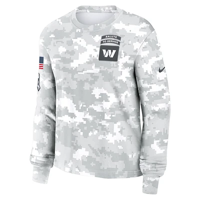 Washington Commanders Salute to Service Edge Lockup Women's Nike Dri-FIT NFL Long-Sleeve T-Shirt