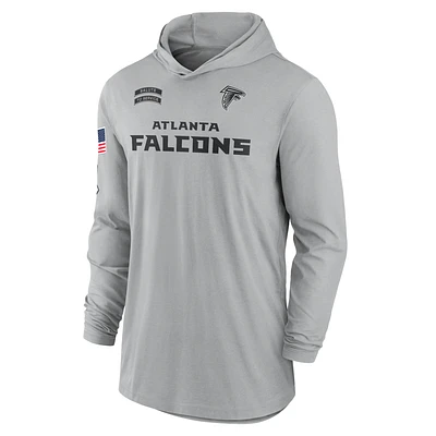 Atlanta Falcons Salute to Service Edge Mascot Lockup Men’s Nike Dri-FIT NFL Long-Sleeve Hooded Top