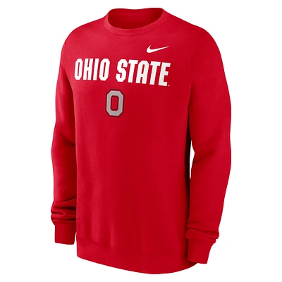 Ohio State Buckeyes Primetime Primary Stack Men's Nike College Pullover Crew