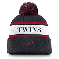 Minnesota Twins Team Stripe Peak Men's Nike MLB Cuffed Pom Beanie