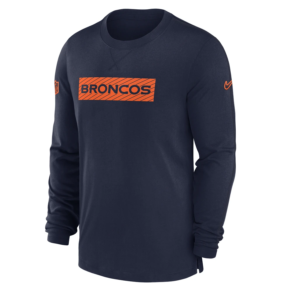 Denver Broncos Sideline Player Team Issue Men’s Nike Dri-FIT Long-Sleeve Top