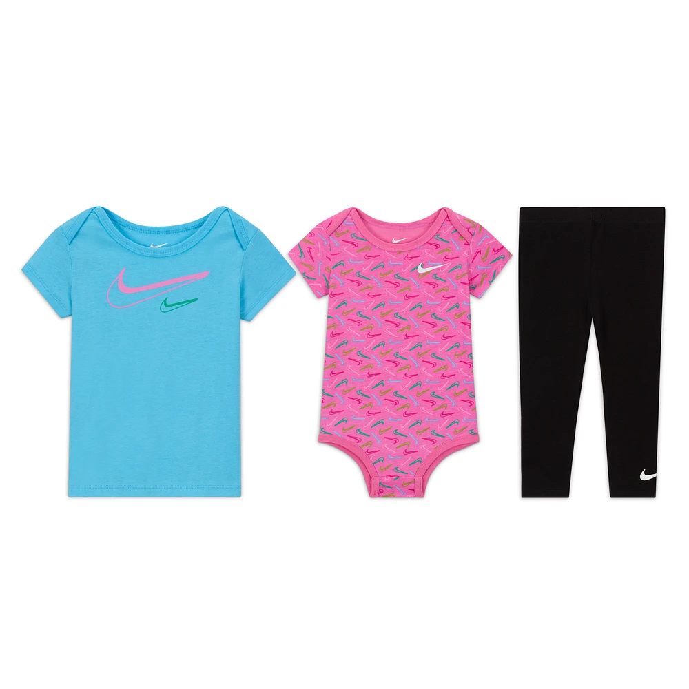 Nike Swoosh Logo Baby (12-24M) 3-Piece Bodysuit Set