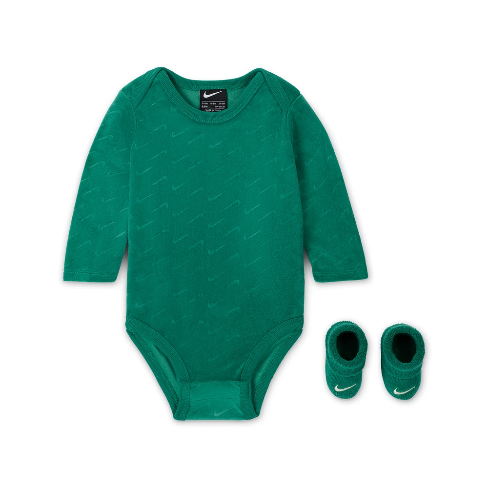 Nike Baby (0-9M) Velour Swoosh 2-Piece Bodysuit Boxed Set