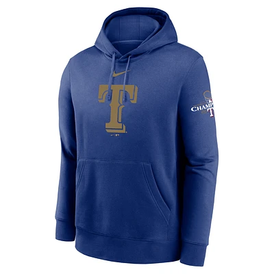 Texas Rangers 2023 World Series Champions Gold Logo Club Men's Nike MLB Pullover Hoodie