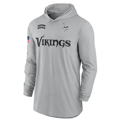 Minnesota Vikings Salute to Service Edge Mascot Lockup Men’s Nike Dri-FIT NFL Long-Sleeve Hooded Top