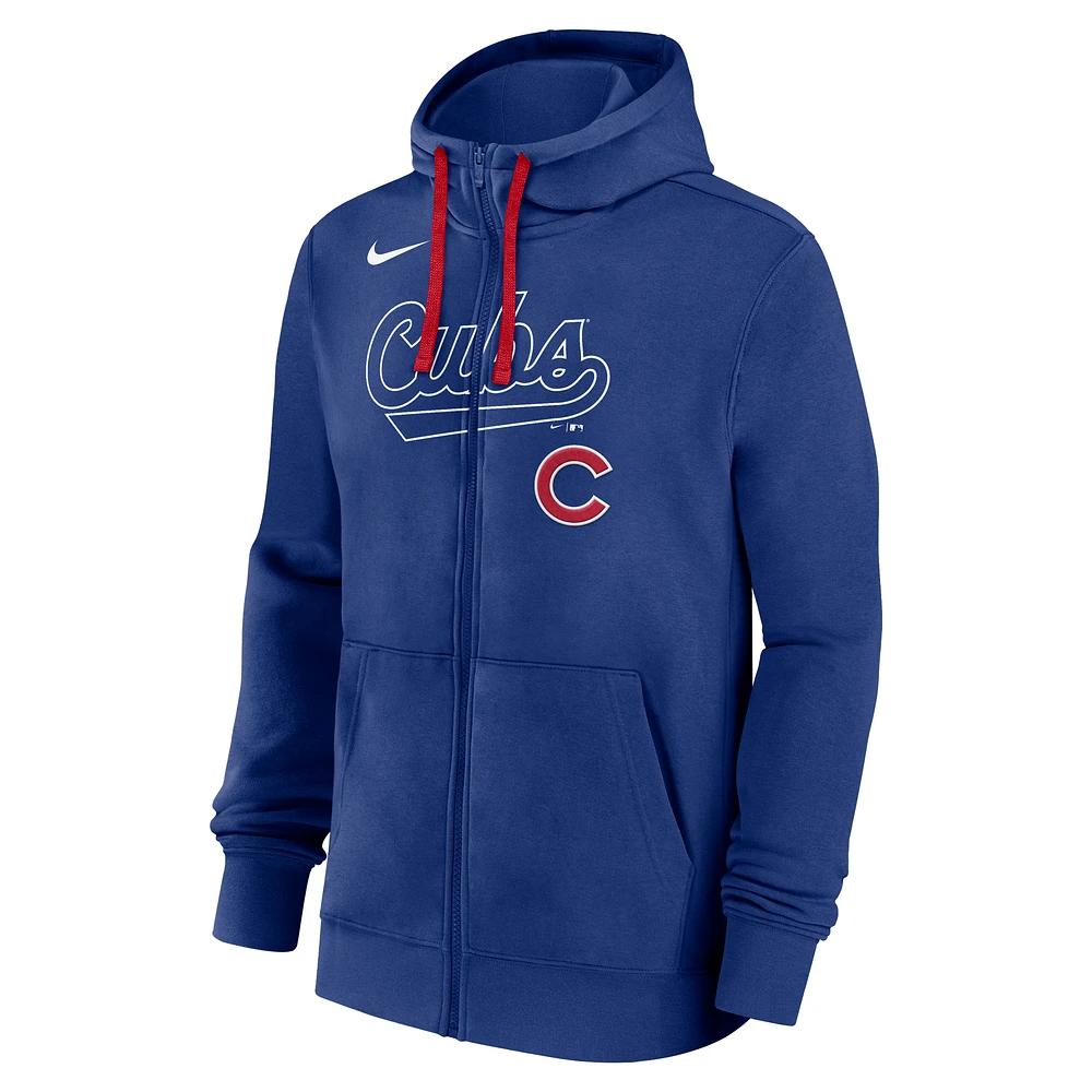 Chicago Cubs Knockout Script Men's Nike MLB Full-Zip Hoodie