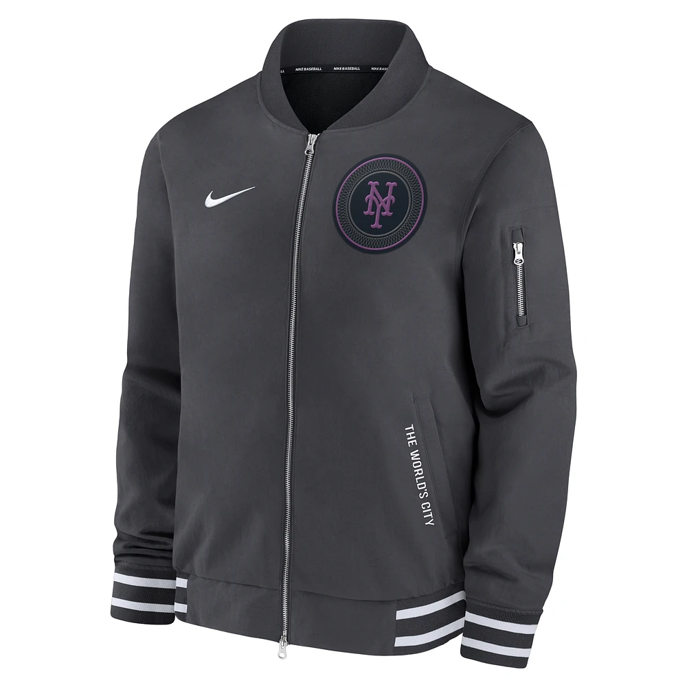 New York Mets Authentic Collection City Connect Men's Nike MLB Full-Zip Bomber Jacket