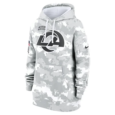 Los Angeles Rams Salute to Service Primary Edge Club Women's Nike NFL Pullover Hoodie