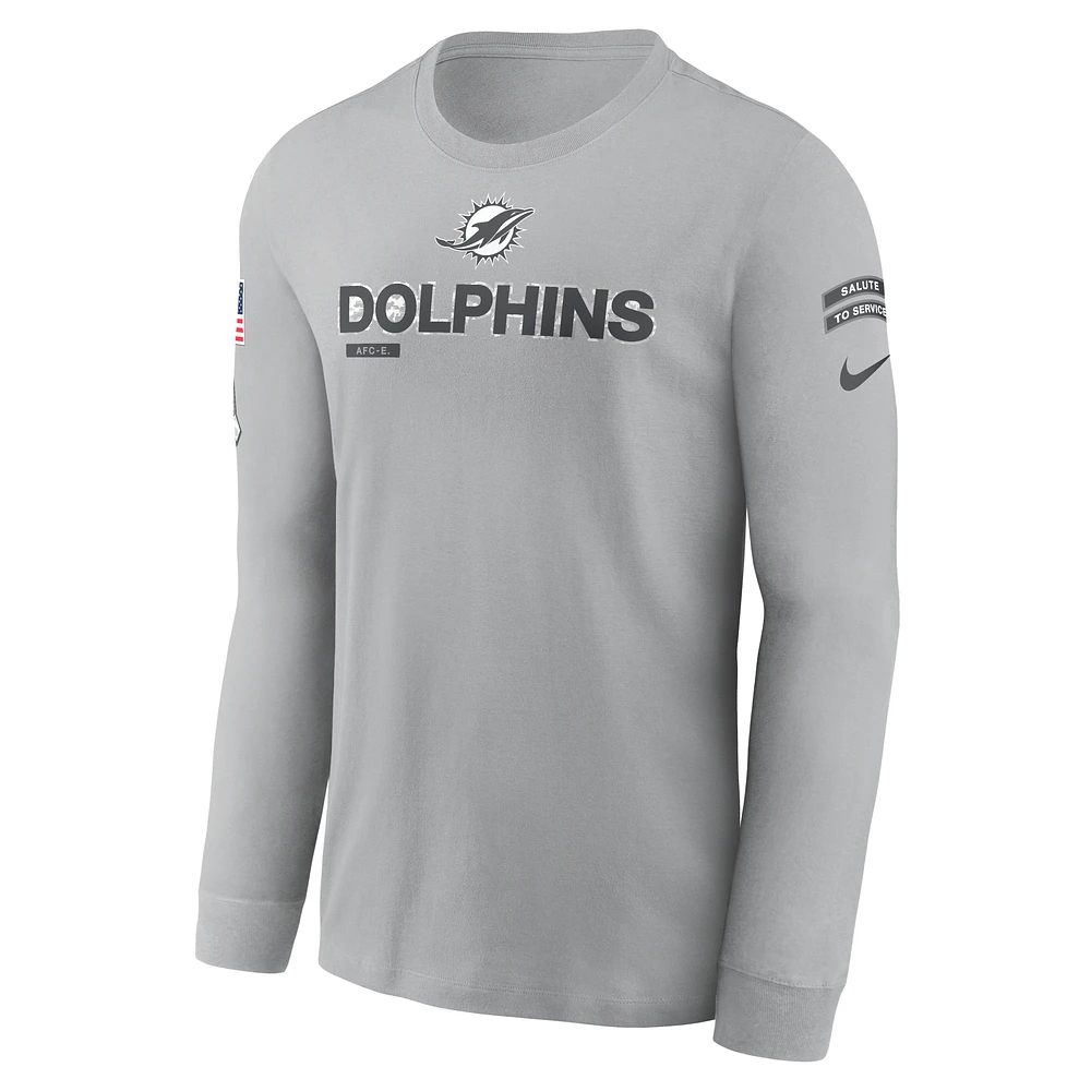 Miami Dolphins Salute to Service Mascot Edge Legend Men's Nike NFL Long-Sleeve T-Shirt