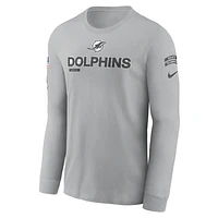 Miami Dolphins Salute to Service Mascot Edge Legend Men's Nike NFL Long-Sleeve T-Shirt