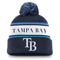 Tampa Bay Rays Team Stripe Peak Men's Nike MLB Cuffed Pom Beanie