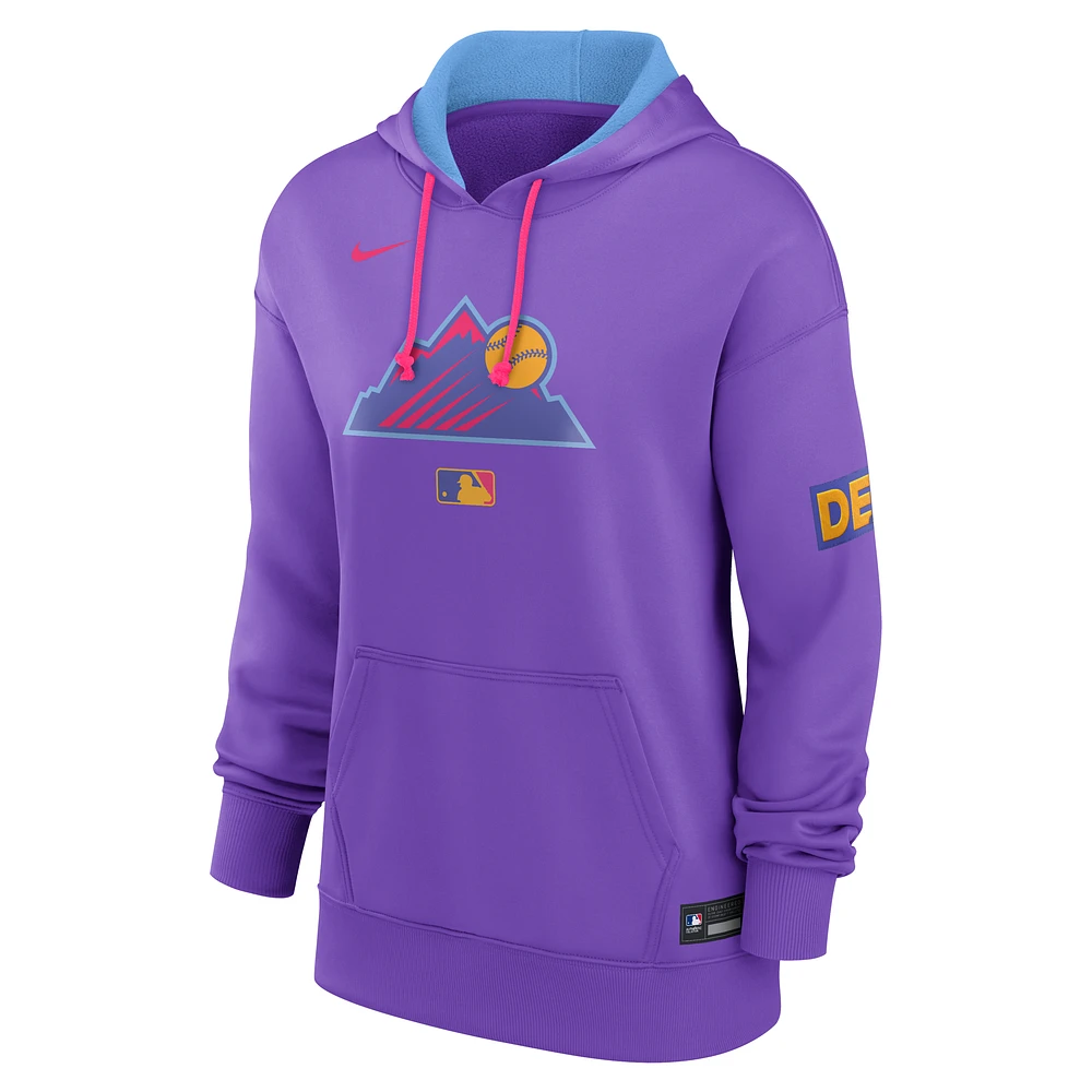 Colorado Rockies Authentic Collection City Connect Women's Nike Therma MLB Pullover Hoodie