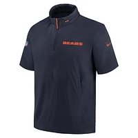 Chicago Bears Sideline Coach Men's Nike NFL 1/2-Zip Short-Sleeve Hooded Jacket