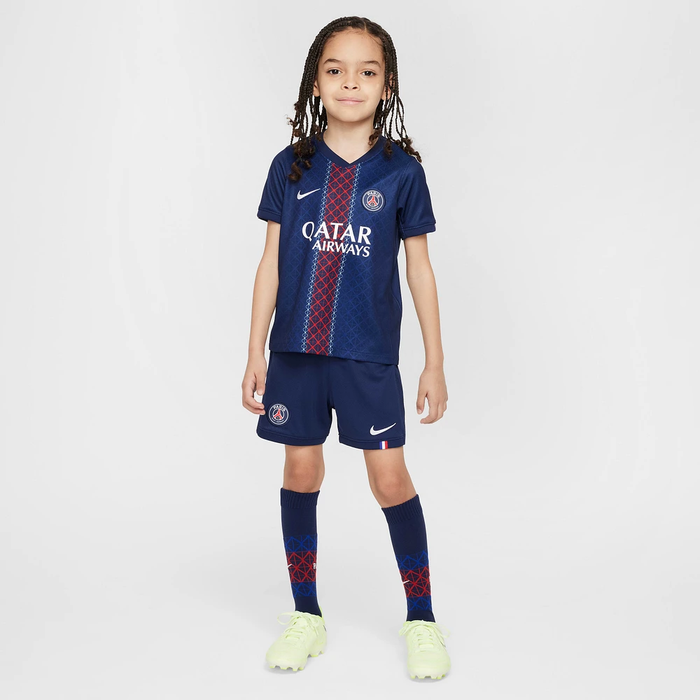 Paris Saint-Germain 2025/26 Stadium Home Little Kids' Nike Soccer Replica 3-Piece Kit