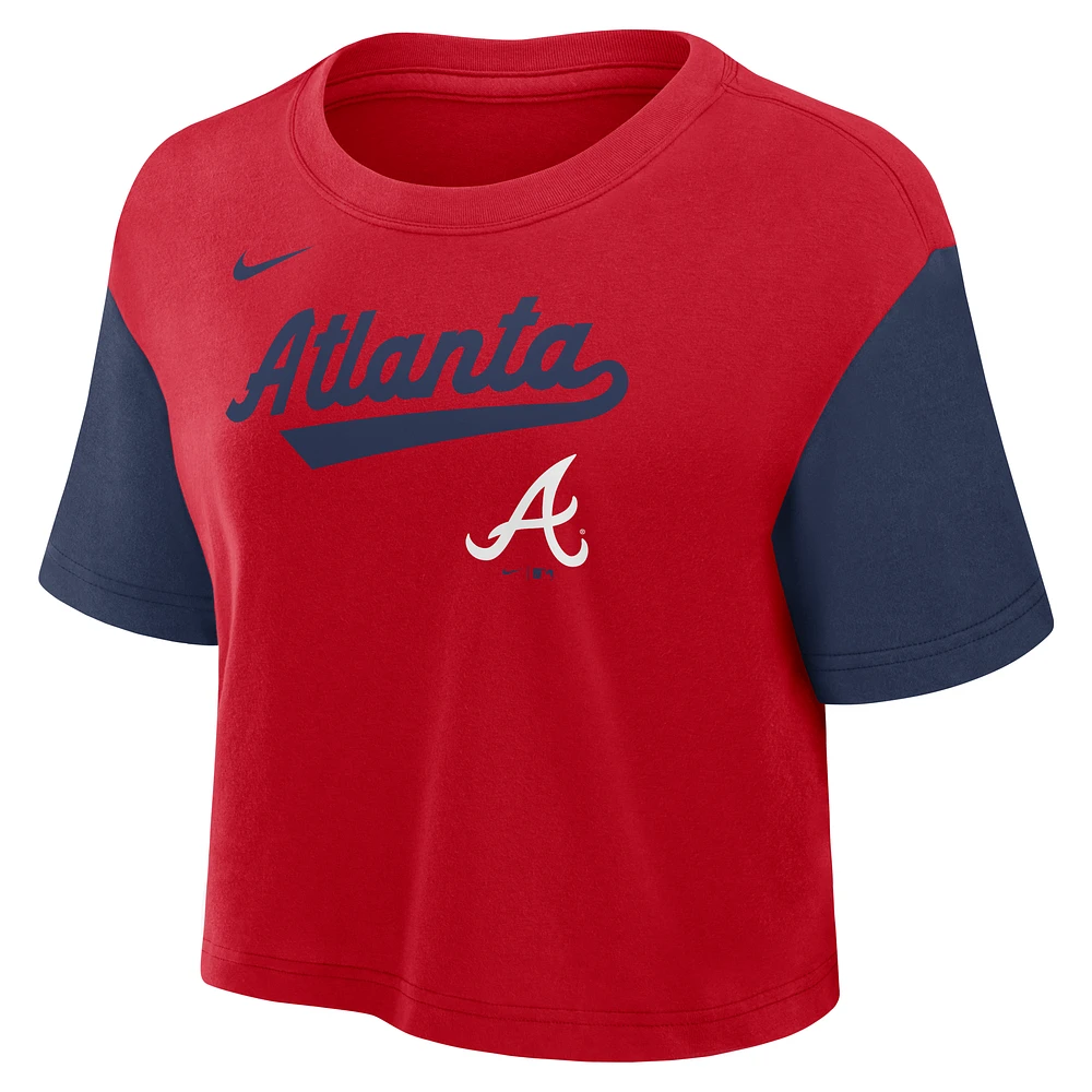 Atlanta Braves Script Women's Nike Dri-FIT MLB Cropped T-Shirt